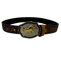 Cinto Infantil Pyramid Country Couro Marrom Havana Fazendinha Com Fivela Cavalinho Dourado - Ref.521