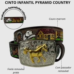Cinto Infantil Pyramid Country Marrom Trabalhado Fazendinha Colorido - Ref. PY-522