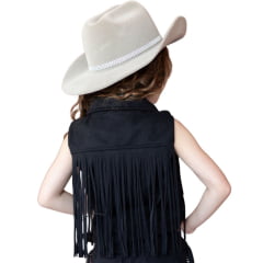 Colete Princesa Infantil Country City Preto Com Franja Ref:CIP20992