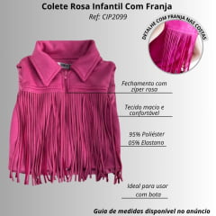 Colete Princesa Infantil Country City Rosa Com Franja Ref:CIP2099