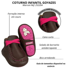 Destroyer Baby Goyazes Couro Telha Marrom Escuro Com Cadarço Rosa Solado Baby Ref:252204
