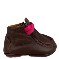 Destroyer Baby Goyazes Couro Telha Marrom Escuro Com Cadarço Rosa Solado Baby Ref:252204