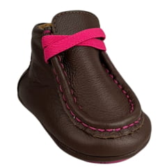 Destroyer Baby Goyazes Couro Telha Marrom Escuro Com Cadarço Rosa Solado Baby Ref:252204