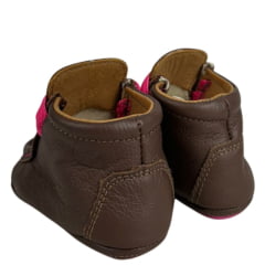 Destroyer Baby Goyazes Couro Telha Marrom Escuro Com Cadarço Rosa Solado Baby Ref:252204