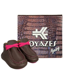 Destroyer Baby Goyazes Couro Telha Marrom Escuro Com Cadarço Rosa Solado Baby Ref:252204