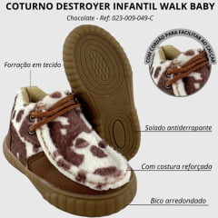 Coturno Destroyer Infantil Walk Baby Chocolate Pelo De Vaca Solado Marrom Ref:023-009-049 - C