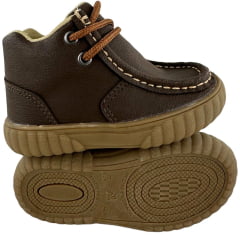 Coturno Destroyer Infantil Walk Baby Couro Café Solado Marrom Ref:026-001-001-C