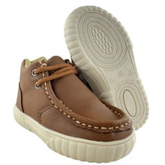Coturno Destroyer Infantil Walk Baby Couro Chocolate Solado Bege Ref: 023-001-049 A