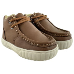 Coturno Destroyer Infantil Walk Baby Couro Chocolate Solado Bege Ref: 023-001-049 A