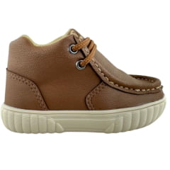 Coturno Destroyer Infantil Walk Baby Couro Chocolate Solado Bege Ref: 023-001-049 A
