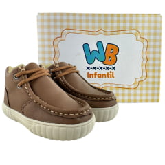 Coturno Destroyer Infantil Walk Baby Couro Chocolate Solado Bege Ref: 023-001-049 A