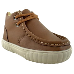 Coturno Destroyer Infantil Walk Baby Couro Chocolate Solado Bege Ref: 023-001-049 A