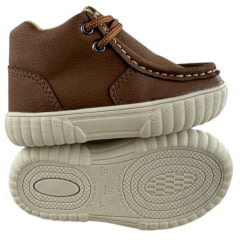 Coturno Destroyer Infantil Walk Baby Couro Chocolate Solado Bege Ref: 023-001-049 A
