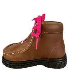 Destroyer Infantil Caminhos Da Roça Couro Caramelo Pink Com Bordado Vaquinha Pink Ref:KB48-KI119