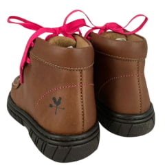 Destroyer Infantil Caminhos Da Roça Couro Caramelo Pink Com Bordado Vaquinha Pink Ref:KB48-KI119