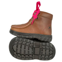 Destroyer Infantil Caminhos Da Roça Couro Caramelo Pink Com Bordado Vaquinha Pink Ref:KB48-KI119