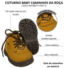 Coturno Infantil Baby Caminhos Da Roça Couro Nobuck Castor Rosa Ref:KB27-4 KI01-4