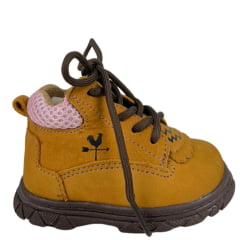 Coturno Infantil Baby Caminhos Da Roça Couro Nobuck Castor Rosa Ref:KB27-4 KI01-4