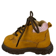 Coturno Infantil Baby Caminhos Da Roça Couro Nobuck Castor Rosa Ref:KB27-4 KI01-4