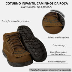 Coturno Infantil Caminhos Da Roça Couro Nobuck Terraco/Rosa REF: KJ13-10-KA27