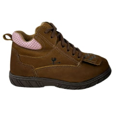 Coturno Infantil Caminhos Da Roça Couro Nobuck Terraco/Rosa REF: KJ13-10-KA27