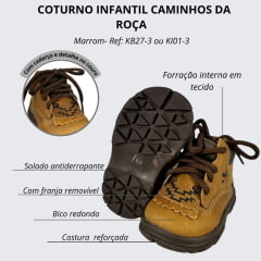 Coturno Infantil Caminhos da Roça Whisky - Marrom Claro - Ref: KB27-3/KI01-3