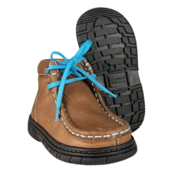 Coturno Infantil Destroyer Caminhos Da Roça Couro Caramelo Com Azul Ref:KI39-4