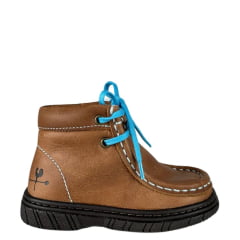 Coturno Infantil Destroyer Caminhos Da Roça Couro Caramelo Com Azul Ref:KI39-4