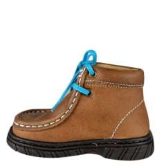 Coturno Infantil Destroyer Caminhos Da Roça Couro Caramelo Com Azul Ref:KI39-4