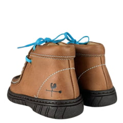 Coturno Infantil Destroyer Caminhos Da Roça Couro Caramelo Com Azul Ref:KI39-4