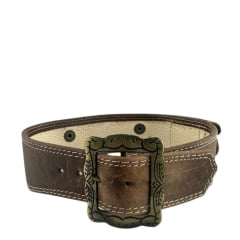 Guaiaca Infantil Badana Duas Costuras Couro Marrom Fivela Dourada Ref: 180 Cod: 0011