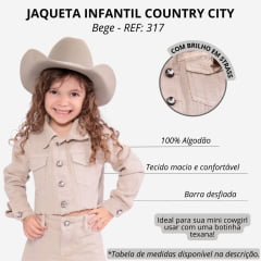 Jaqueta Infantil Country City Bege Cropped Manga Longa Com Brilho REF: 317 Jade