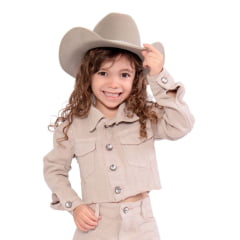 Jaqueta Infantil Country City Bege Cropped Manga Longa Com Brilho REF: 317 Jade