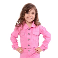 Jaqueta Infantil Country City Rosa Cropped Manga Longa Com Brilho REF: 317 Jade