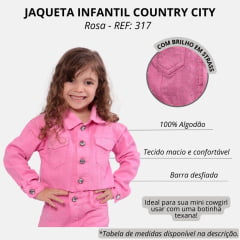 Jaqueta Infantil Country City Rosa Cropped Manga Longa Com Brilho REF: 317 Jade