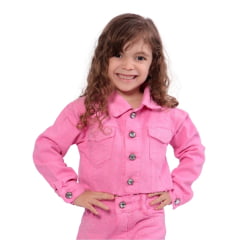 Jaqueta Infantil Country City Rosa Cropped Manga Longa Com Brilho REF: 317 Jade