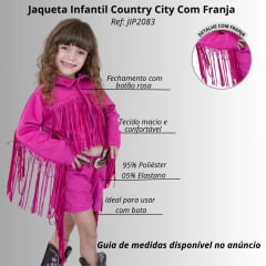 Jaqueta Princesa Infantil Country City Rosa Com Franja Ref:JIP2083