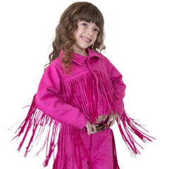 Jaqueta Princesa Infantil Country City Rosa Com Franja Ref:JIP2083