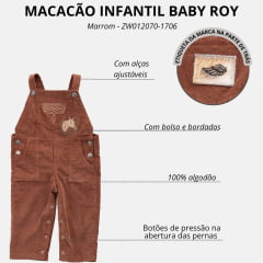 Macacão Infantil Zenz Baby Roy Marrom Bordado Cavalo/Ferradura E Florão Ref:ZW012070-1706