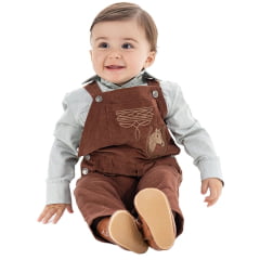 Macacão Infantil Zenz Baby Roy Marrom Bordado Cavalo/Ferradura E Florão Ref:ZW012070-1706