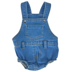 Macacão Jardineira Bebê Baby Ranch Jeans Destroyer Tradicional Curta Ref:9007-9001