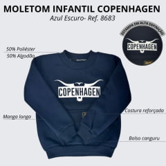 Moletom Infantil Copenhagem Azul Escuro Manga Longa Com Logo Long HornBranco COD:8683