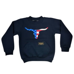 Moletom Infantil Copenhagem Azul Escuro Manga Longa Com Long Horn EUA COD: 8683