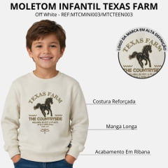 Moletom Infantil Juvenil Texas Farm Feeling Gola Careca Off White Estampada REF:MTCMINI003/MTCTEEN003