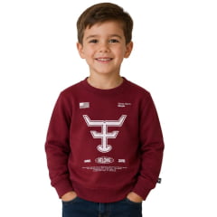 Moletom Infantil Juvenil Texas Farm Lifestyle Gola Careca Vermelho Bordo Estampada REF:MTCMINI002/MTCTTEN002
