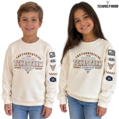 Moletom Infantil Juvenil Texas Farm Race Start Gola Careca Off White REF:-MTCMINI004/MTCTTEEN004