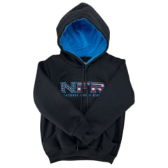 Moletom Infantil NFR Preto Modelo Canguru Com Logo Bandeira EUA Ref.MP052