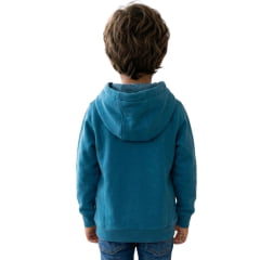 Moletom Infantil Texas Farm Azul Petróleo Com Logo Branco Modelo Canguru Com Capuz Ref:MTEEN0001