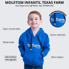 Moletom Infantil Texas Farm Azul Royal Modelo Canguru Com Logo Off White Ref:MTMINI 002