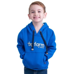 Moletom Infantil Texas Farm Azul Royal Modelo Canguru Com Logo Off White Ref:MTMINI 002